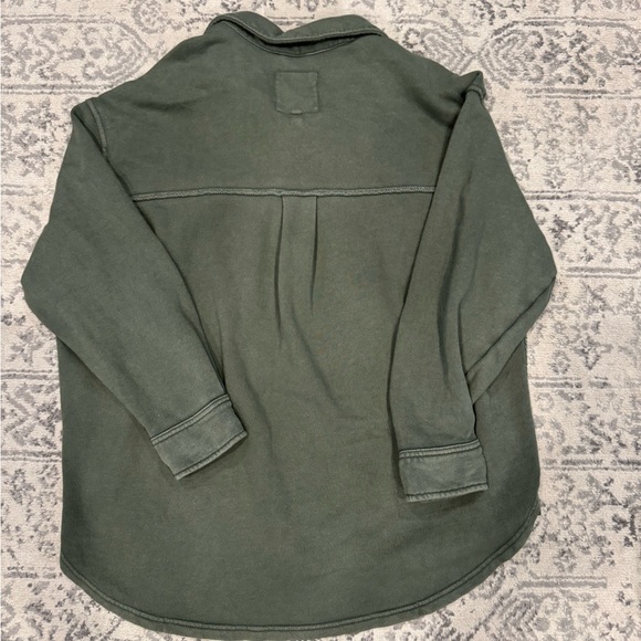 Aerie Lumberjane Fleece Oversized Olive Green Shirt - Picture 8 of 10